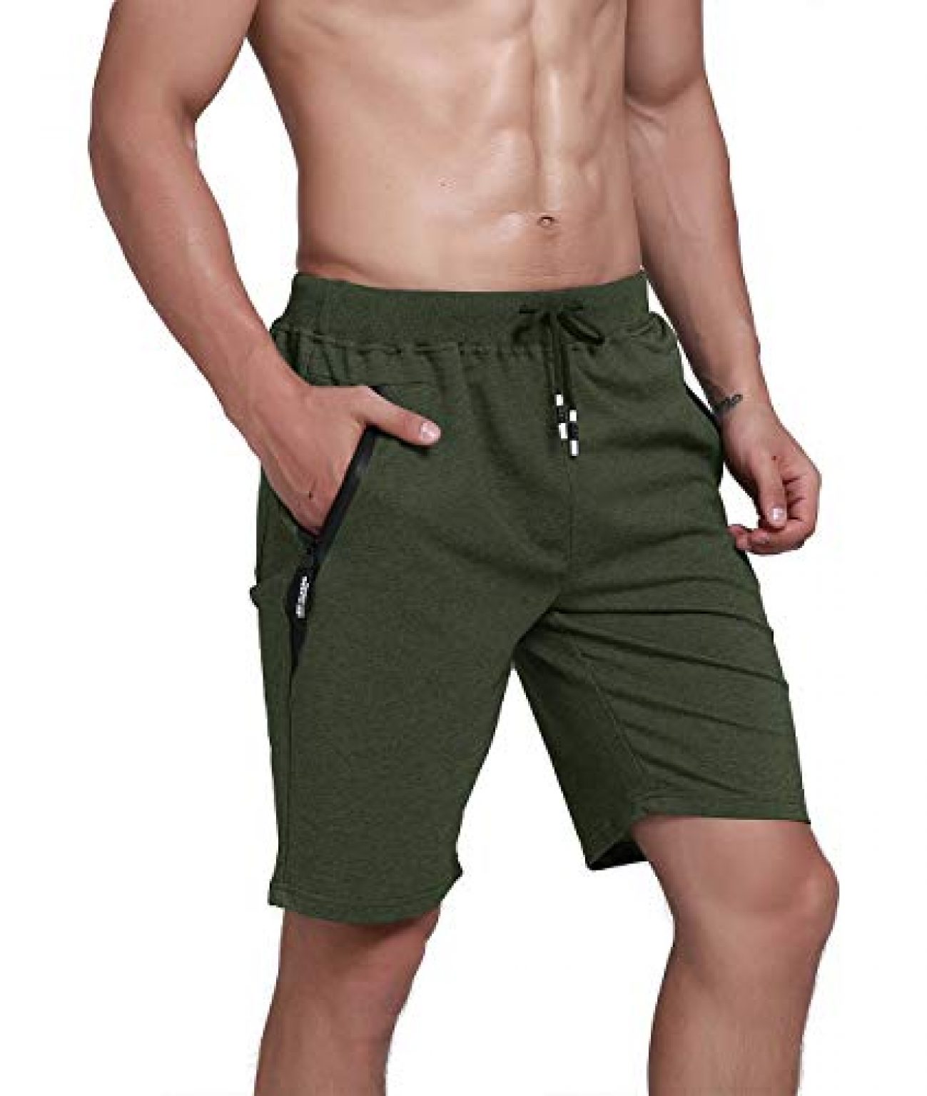 Donhobo Mens Cotton Gym Shorts Breathable Wicking Casual Sports Joggers Shorts With Zipper