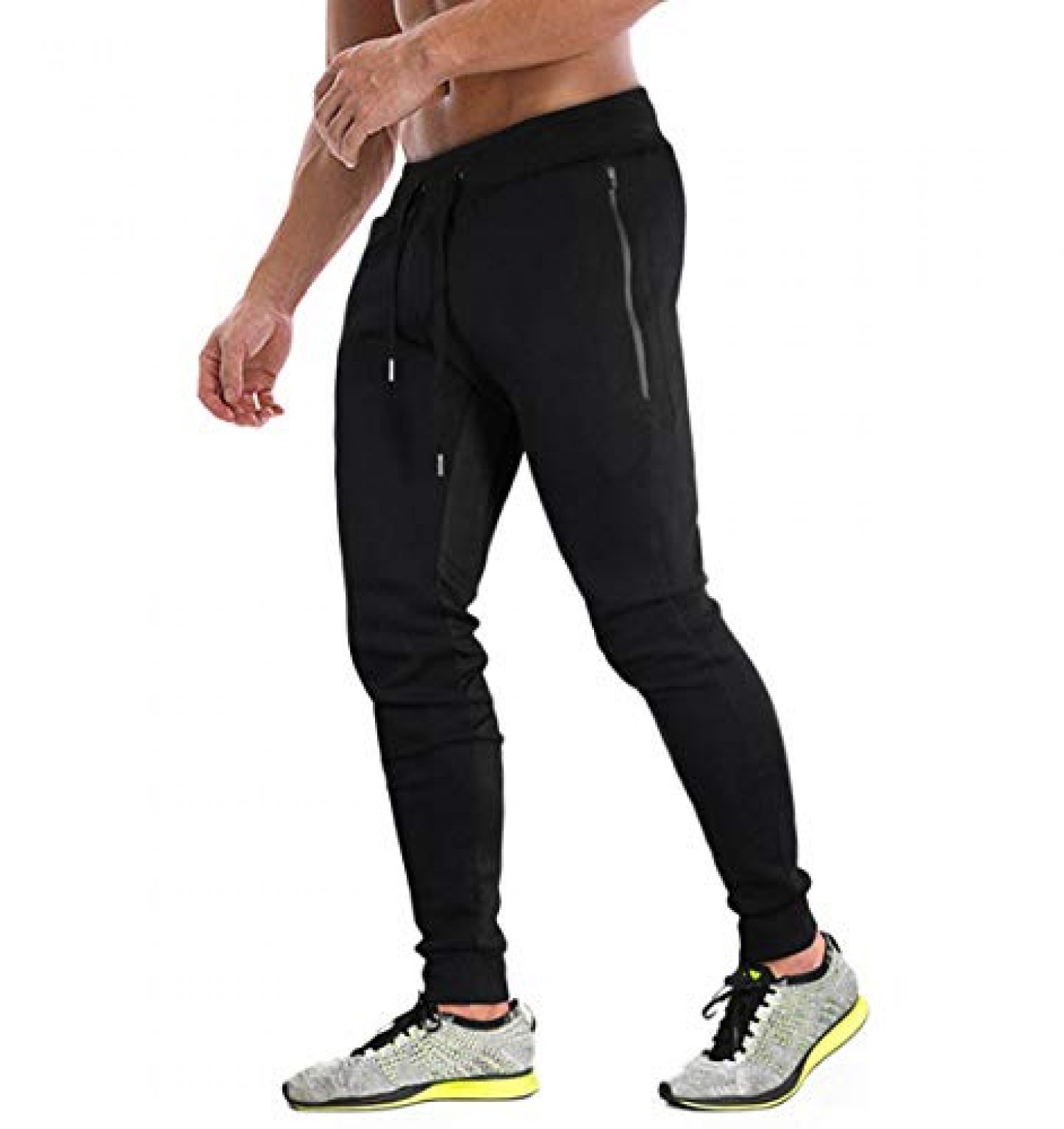 KEFITEVD Men's Stretch Jogging Bottoms with Zip Pockets Cotton Sports ...